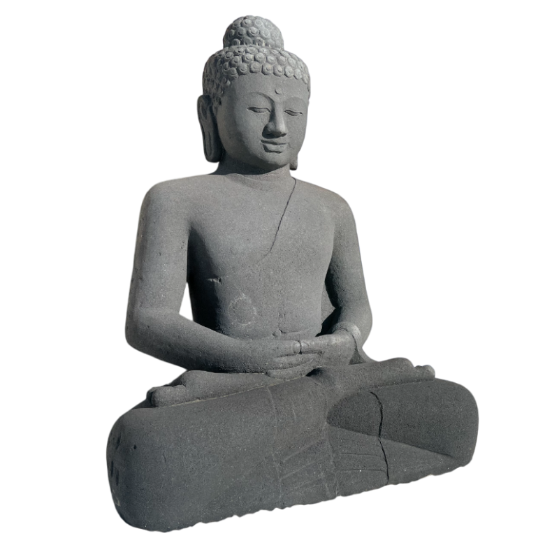 Statue Bouddha en tailleur en pierre naturelle - Ti'ma Stone