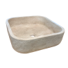Vasque à poser carrée en pierre naturelle Travertin Beige - Ti'ma Stone