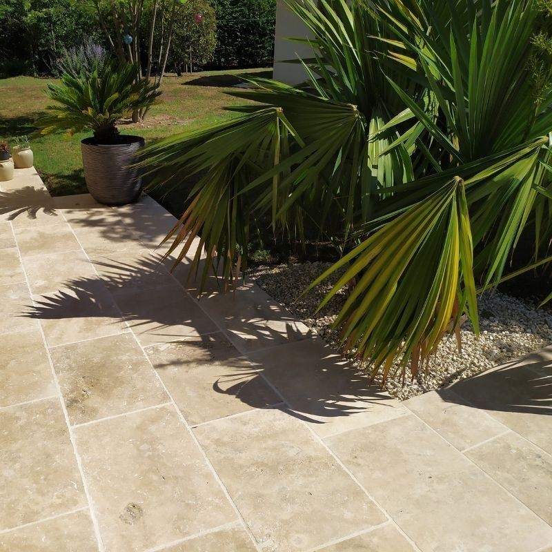 Dallage Travertin Beige Mix 1er choix 61x40,6x1,2 cm - Ti'ma Stone