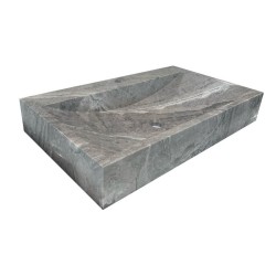 Vasque à poser rectangulaire en pierre Travertin Gris - Ti'ma Stone
