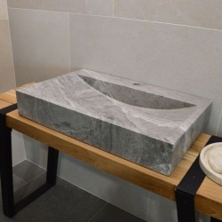 Vasque à poser rectangulaire en pierre Travertin Gris - Ti'ma Stone