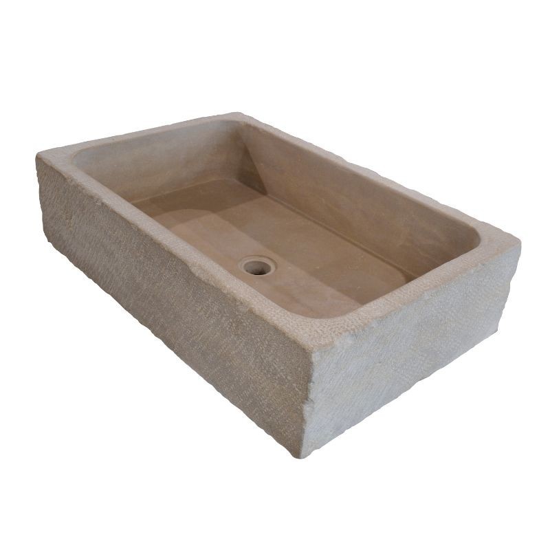 Vasque à poser rectangulaire en pierre Atlas Beige  - Ti'ma Stone