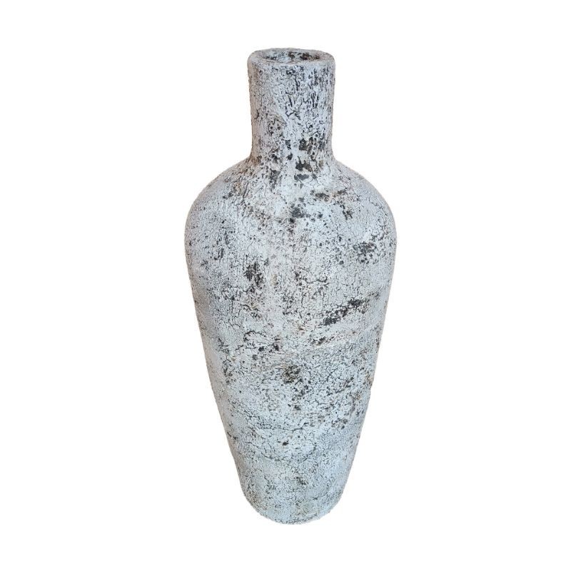 Pot décoratif en fibre de ciment Botol Cream & Black Cracking - Ti'ma Stone