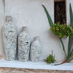 Pot décoratif en fibre de ciment Botol Cream & Black Cracking - Ti'ma Stone