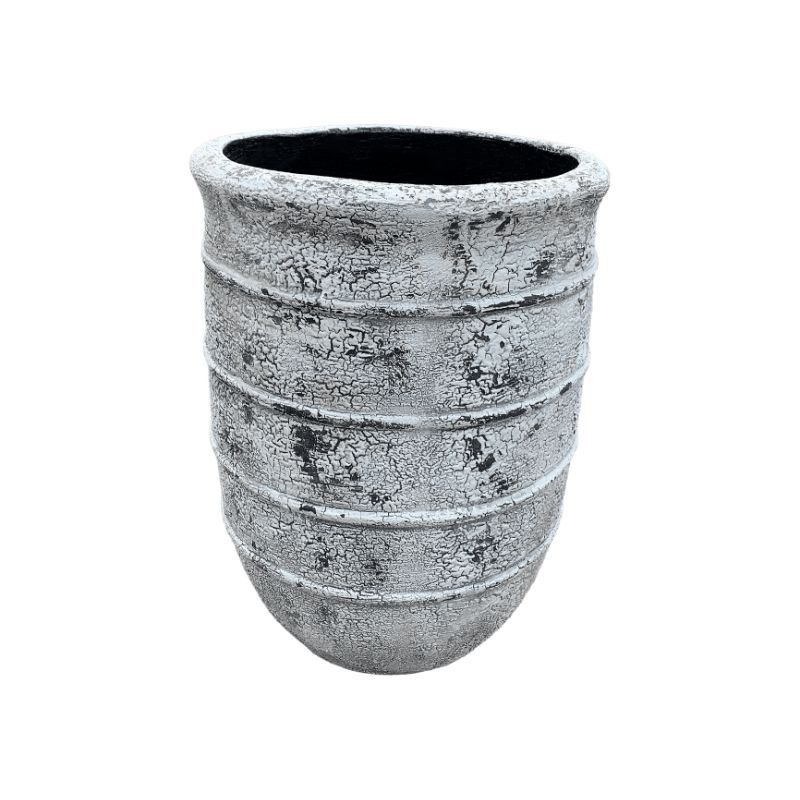 Pot décoratif en fibre de ciment Anzel Cream & Black Cracking - Ti'ma Stone