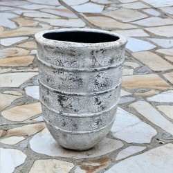 Pot décoratif en fibre de ciment Anzel Cream & Black Cracking - Ti'ma Stone