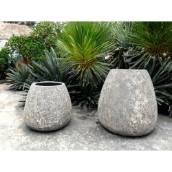 Pot en fibre de ciment Agni Vieille Pierre Grise - Ti'ma Stone