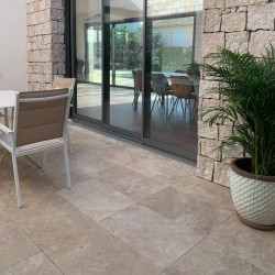 Dallage Travertin Rustic 1er choix Vieilli 61x40,6x1,2 cm - Ti'ma Stone