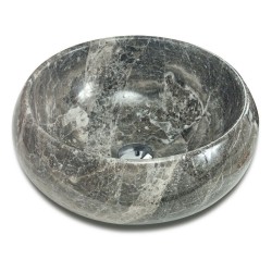 Vasque à poser ronde en pierre naturelle Travertin Gris - Ti'ma Stone