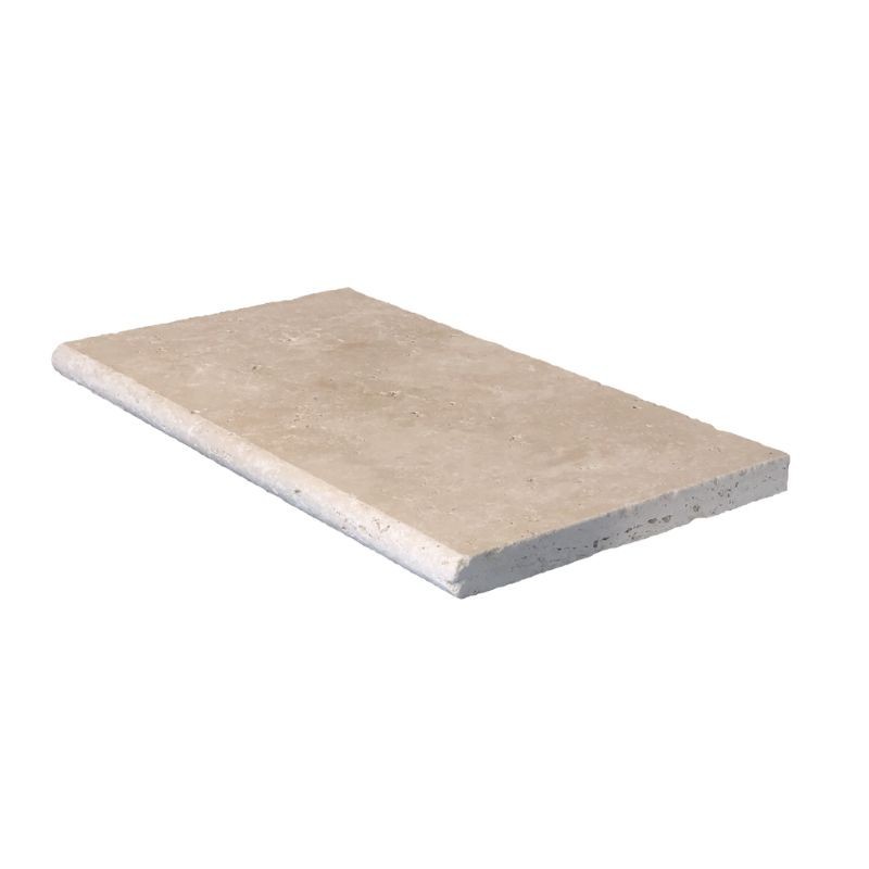 Margelle Travertin Beige Clair 61x33x3 cm Bord 1/2 Rond - Ti'ma Stone
