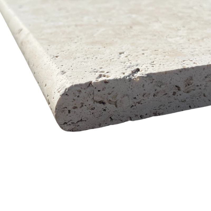 Margelle Travertin Beige classique 61x33x3 cm Bord 1/2 Rond - Ti'ma Stone