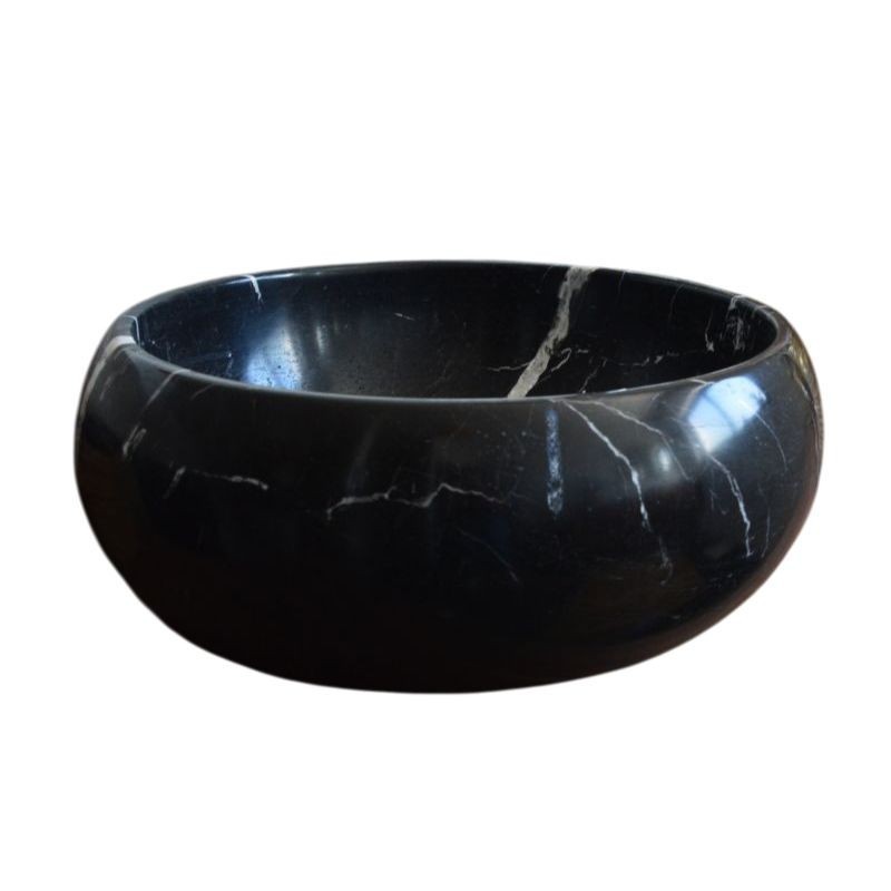 Vasque à poser ronde en pierre Marbre noir 45x17 cm - Ti'ma Stone