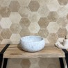 Vasque à poser ronde en pierre Marbre blanc 45x17 cm  - Ti'ma Stone