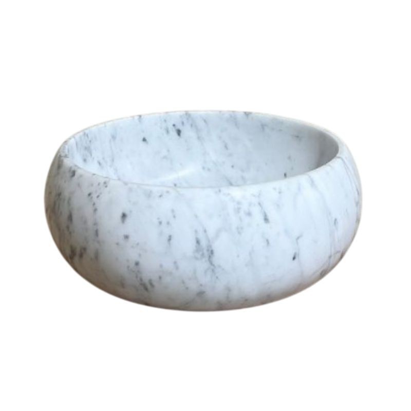 Vasque à poser ronde en pierre Marbre blanc 45x17 cm  - Ti'ma Stone