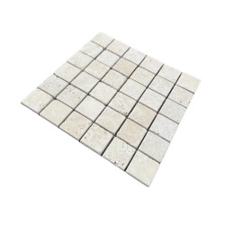 Mosaïque sol et mur Travertin Beige Clair 5x5 cm - Ti'ma Stone