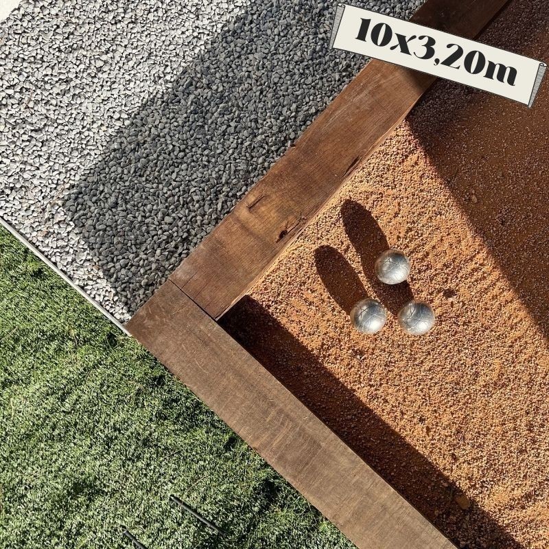 Kit Terrain de pétanque Stabilisé Rose 10x3,20 m [32m²] - Ti'ma Stone