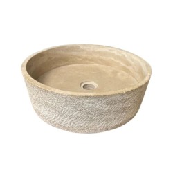 Vasque à poser ronde en pierre naturelle Atlas Beige - Ti'ma Stone