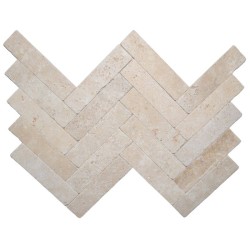 Chevron Travertin Beige Clair 1er choix Vieilli 20,3x5x1 cm - Ti'ma Stone