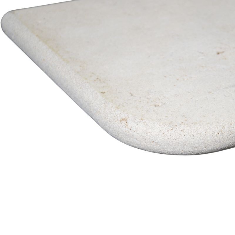 Margelle d'angle sortant Travertin Light vieilli - Ti'ma Stone