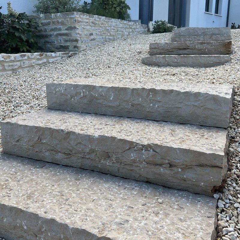 Bloc Marche pierre naturelle Cahors beige 100x35x15 cm - Ti'ma Stone