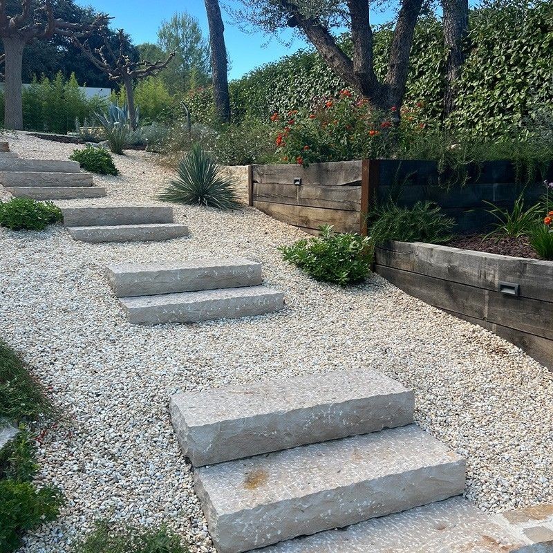 Bloc Marche pierre naturelle Cahors beige 100x35x15 cm - Ti'ma Stone
