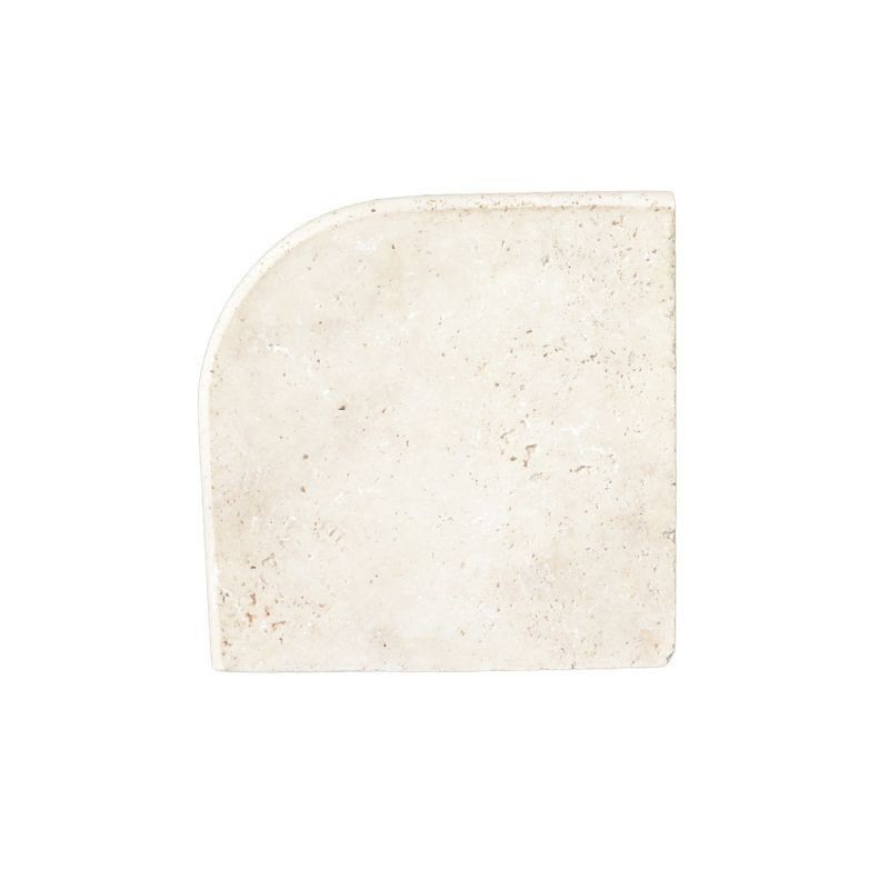Margelle d'angle sortant Travertin Beige Clair Bord 1/2 Rond