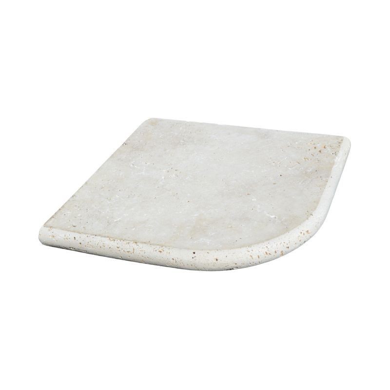 Margelle d'angle sortant Travertin Beige Clair Bord 1/2 Rond