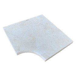 Margelle d'angle rentrant Travertin Beige Clair Bord 1/2 Rond