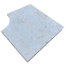 Margelle d'angle rentrant Travertin Beige Clair Bord 1/2 Rond