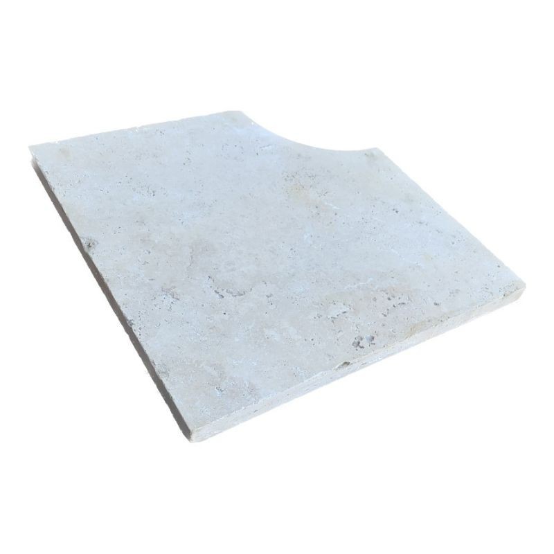 Margelle d'angle rentrant Travertin Beige Clair Bord 1/2 Rond