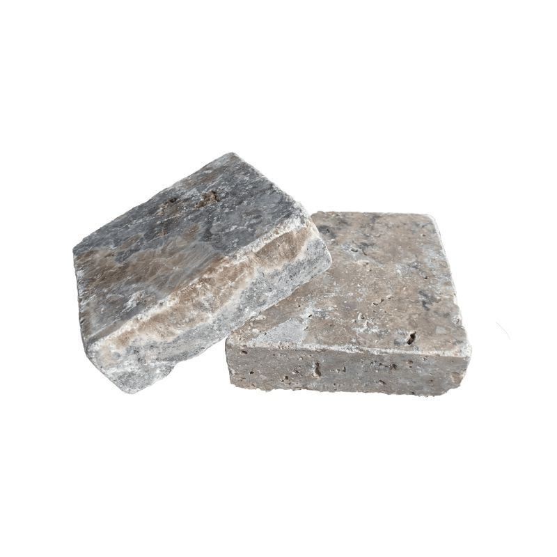 Pavé Travertin Gris Silver 1er choix Vieilli 15x15x3 cm - Ti'ma Stone