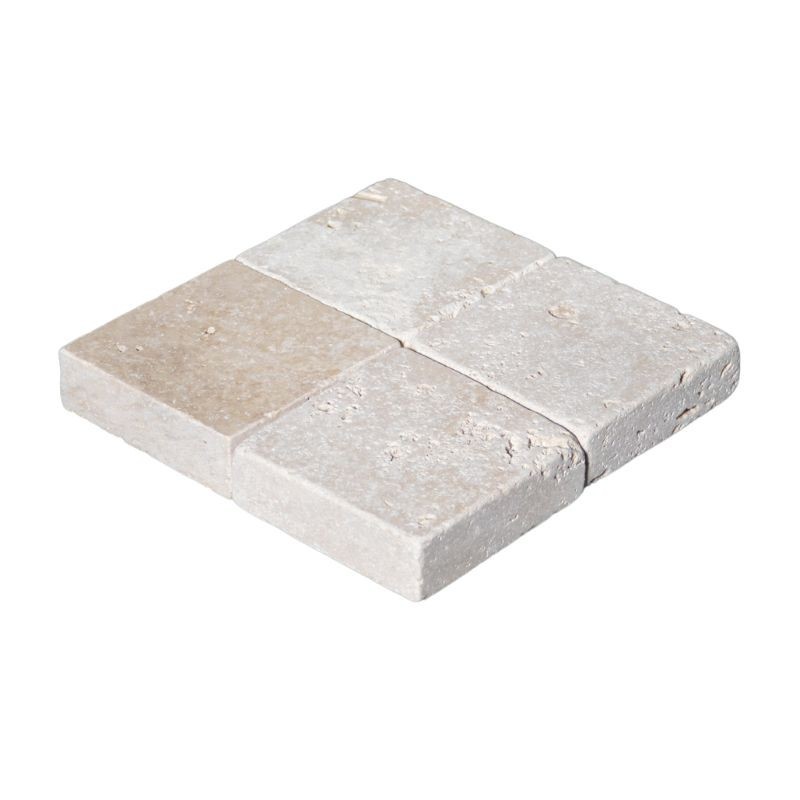 Pavé Travertin Beige Mix Vieilli 10x10x3 cm - Ti'ma Stone