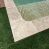 Margelle d'angle rentrant Travertin Beige 48x48x3 cm Bord 1/2 Rond