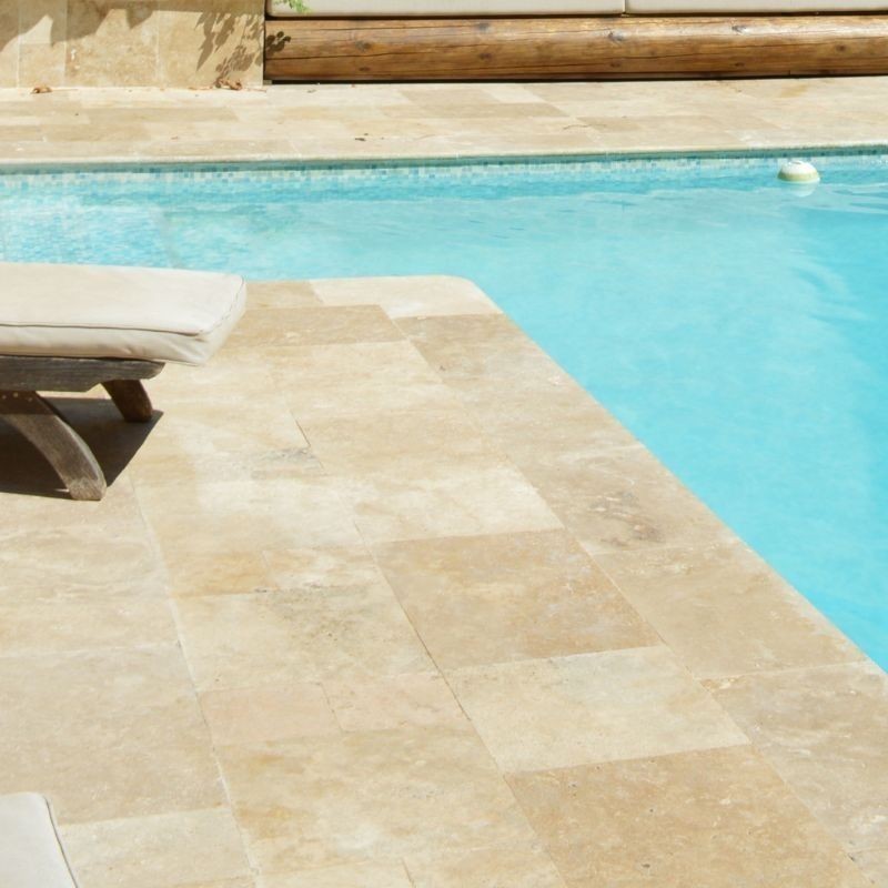 Kit Margelles de piscine Travertin Rustic finition modern finish
