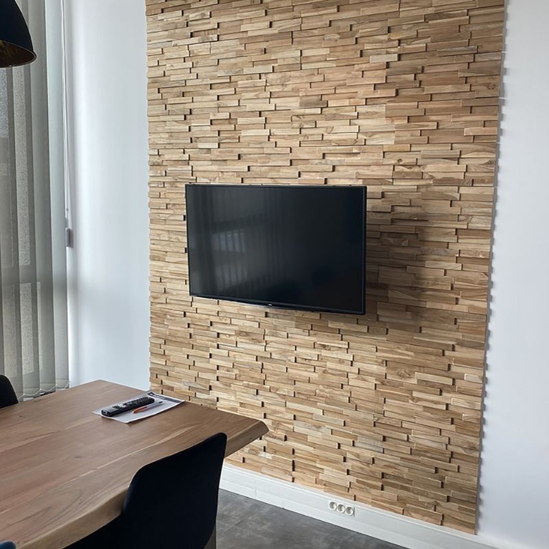 Plaquette de parement en bois Deco Panel Teck Naturel - Ti'ma Stone