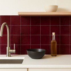 Carrelage Zellige Marocain Rouge Lie de Vin N°19 10x10 cm - Tima Stone