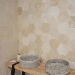 Carrelage mural Hexagonal Travertin Beige clair - Ti'ma Stone