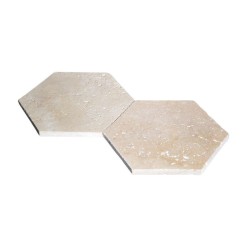 Échantillon Tomette hexagonale Travertin Beige 1er choix Vieilli