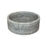 Vasque à poser ronde en pierre naturelle Travertin Gris 40x13 cm