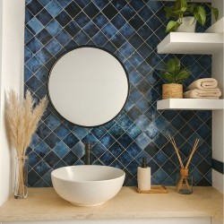 Carrelage Zellige Marocain Bleu Magic N°37 10x10 cm