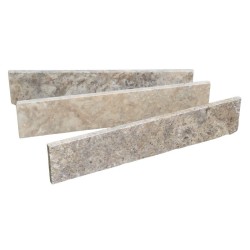 Plinthe Travertin Gris Silver 1er choix Vieillie 40,6x8x1,2 cm