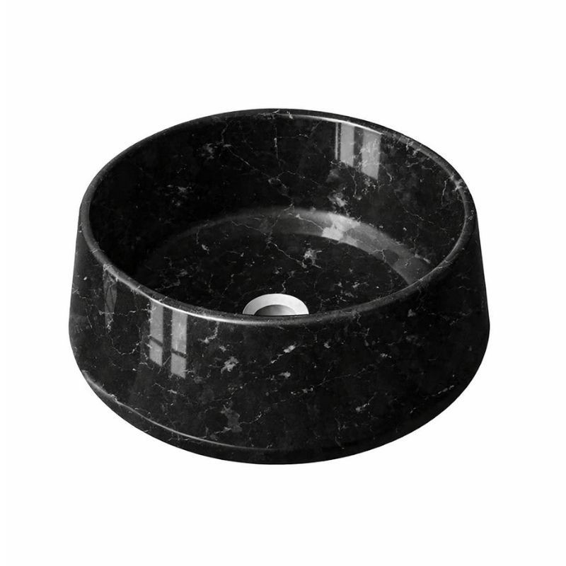Vasque à poser ronde en pierre Marbre Noir 41x15 cm - Ti'ma Stone