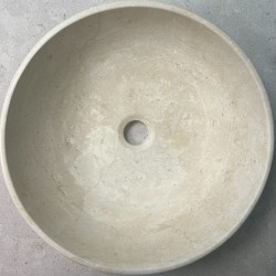 Vasque à poser ronde en pierre naturelle Travertin Beige - Ti'ma Stone