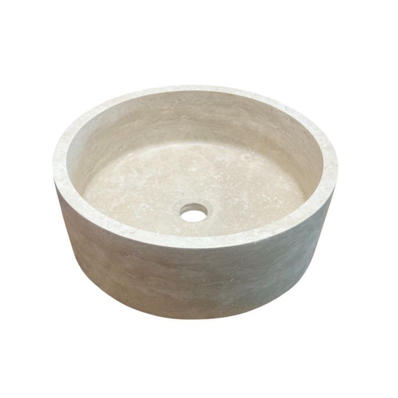 Vasque ronde pierre naturelle Travertin Beige 40x13 - Ti'ma Stone