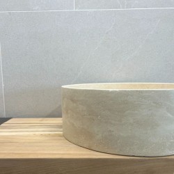 Vasque ronde pierre naturelle Travertin Beige 40x13 - Ti'ma Stone