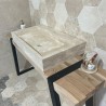 Vasque à poser rectangulaire en pierre naturelle Travertin Beige