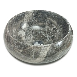 Vasque à poser ronde en pierre naturelle Travertin Gris - Ti'ma Stone