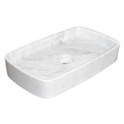 Vasque à poser rectangulaire en Marbre blanc Carrare  - Ti'ma Stone