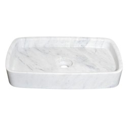 Vasque à poser rectangulaire en Marbre blanc Carrare  - Ti'ma Stone