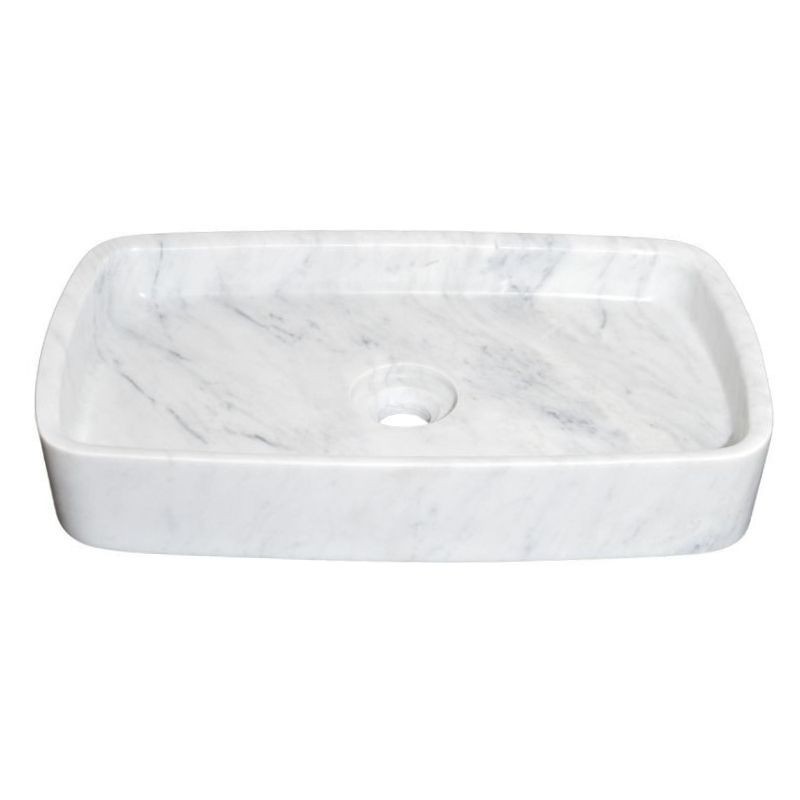Vasque à poser rectangulaire en Marbre blanc Carrare  - Ti'ma Stone
